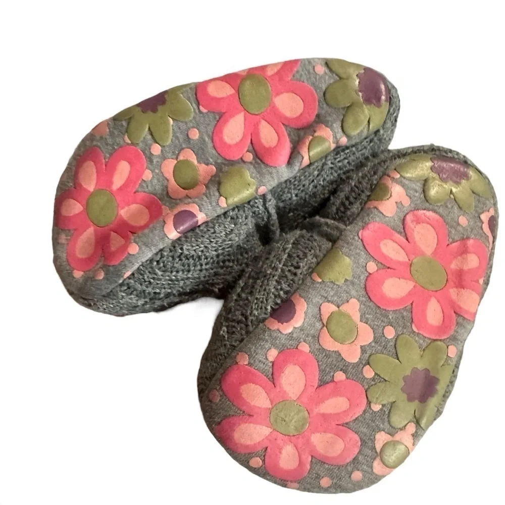 TongYouYuan 12 month infant slipper sweater material floral print gray